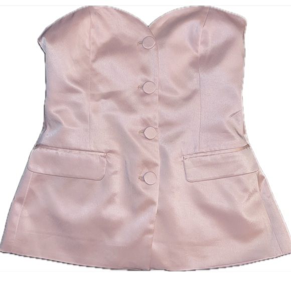 Zara NWT S seamed bustier corset vest in pink - Picture 6 of 7